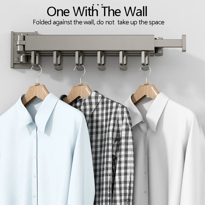 Wall Mounted Clothes Drying Rack Foldable with 3-Fold Rod, Expandable Wall Drying Rack for Laundry