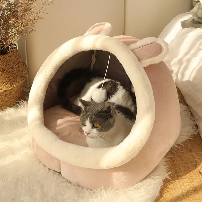 Cat and Dog Tent Bed - Self-Heating Cat House, Comfortable and Washable Folding Pet Bed