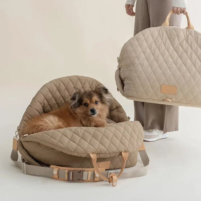 Bolsa de lujo para asiento de coche para perros, cama de viaje portátil para perros y gatos pequeños, bolsa de transporte lavable y segura para cachorros