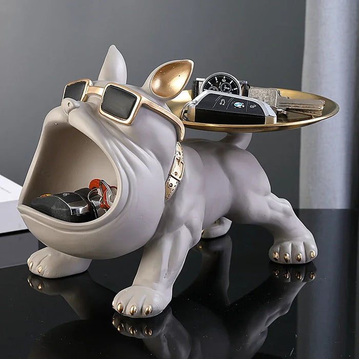 Elegante estante de almacenamiento y llaves Bulldog: decoración multifuncional con estilo