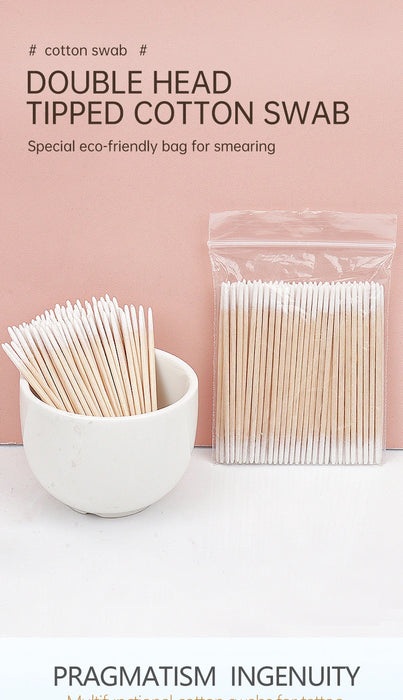 Coton-tige jetable en bois à Double extrémité, Ultra petit, 100 pièces, micro-brosses non pelucheuses pour enlever la colle des cils