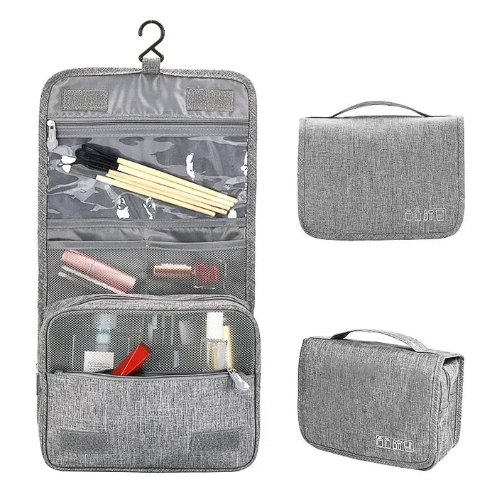 Trousse de toilette pliable avec suspension - Rangement pour articles de maquillage et d'hygiène, trousse de voyage pour séparation sèche et humide