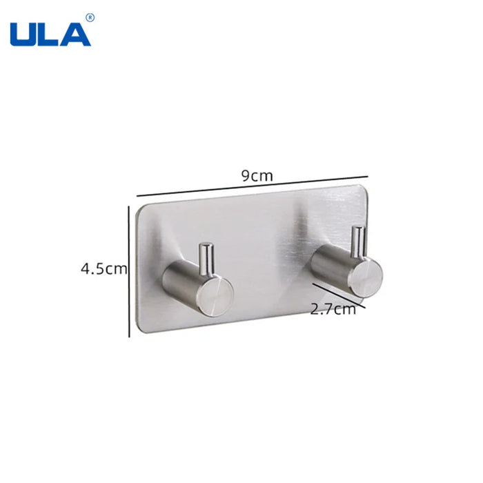 ULA Gancho de pared de acero inoxidable con adhesivo 3M - Accesorios para toallas, ropa, percheros, baño y ducha