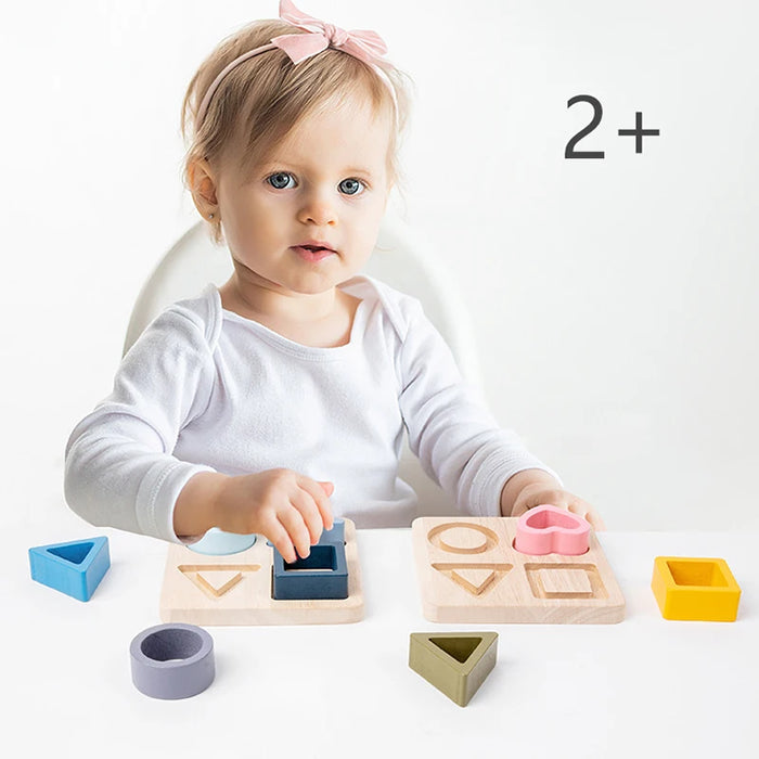 Puzzle enfant Montessori en silicone - Formes géométriques et jeux de puzzle pour l'éducation et l'apprentissage, Silicone de qualité alimentaire