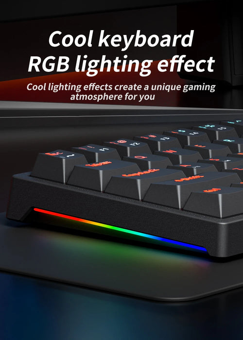 MUCAI MK61 USB Gaming Mechanical Keyboard 61 Keys Red Switch Cable with Detachable RGB Backlight Hot Swappable