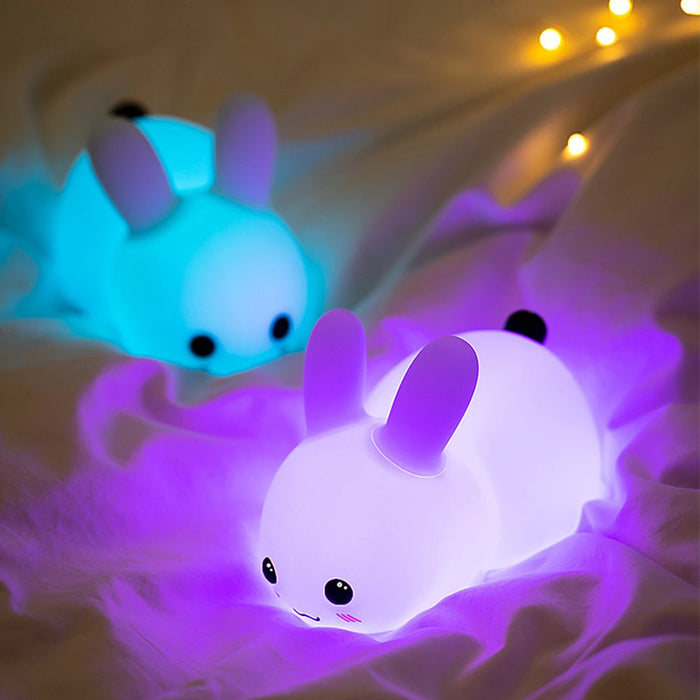 Silikon-Hase-Nachtlicht mit Fernbedienung, wiederaufladbare Induktionslampe für Kinder, bunte Atmosphärenlampe, perfektes Geschenk für Kinder