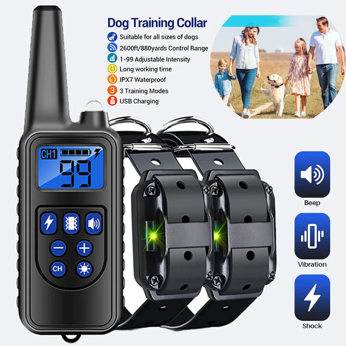 Collier de dressage électronique pour chien avec fonction anti-aboiement amovible - Collier anti-aboiement rechargeable avec vibration et clicker pour tous les chiens