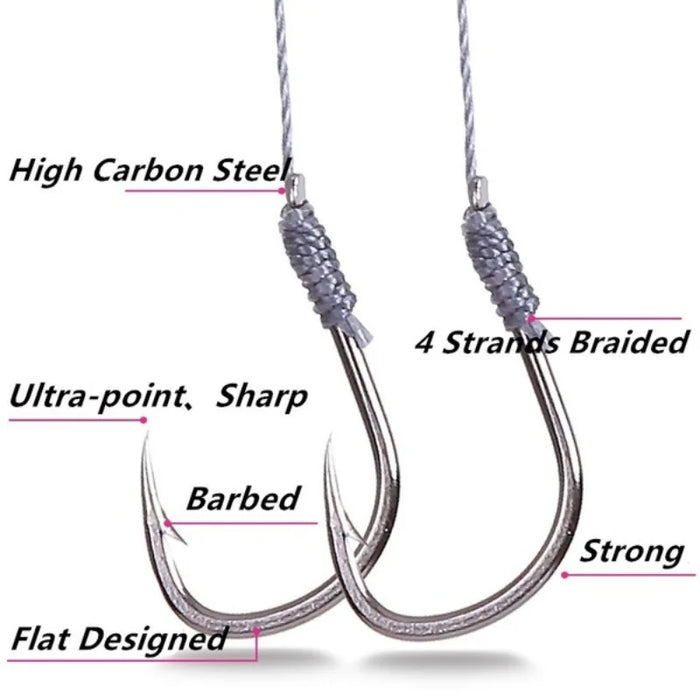 5-Pack Strong Double Hooks for Fishing Tackle - Durable with Sturdy Horse Line