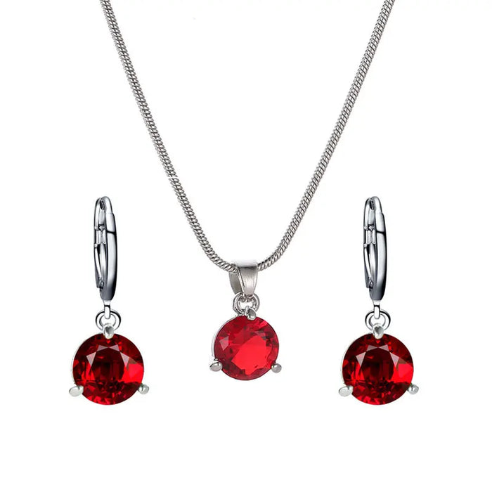 Elegant Melody Pendant and Earring Set - Sparkling Zircon Crystal Jewelry for Women