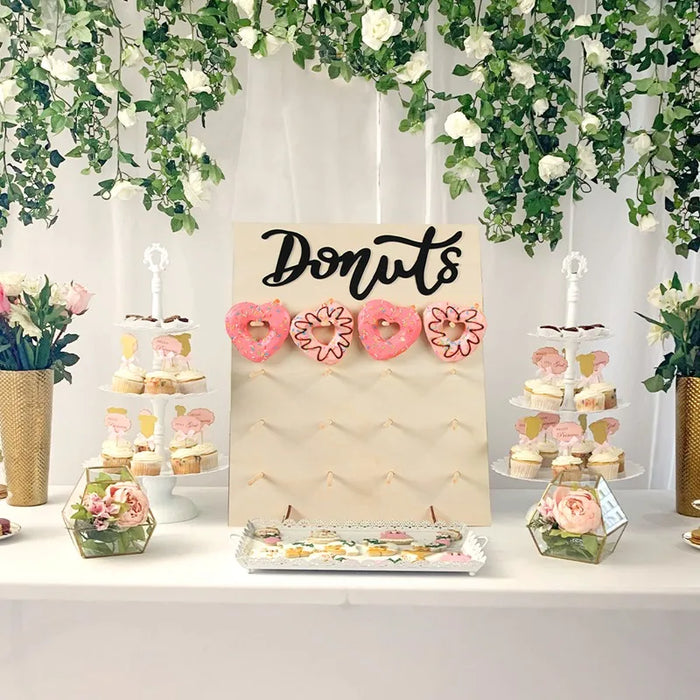 Decoración de Bodas de Madera - Expositor de Donuts para mesa de postres, perfecto para bodas, fiestas infantiles y baby showers