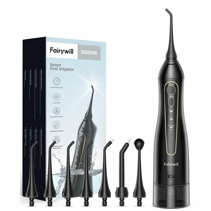 Fairywill Water Flosser - Cuidado dental portátil con 3 modos y tanque de agua de 300 ml para una limpieza dental eficaz