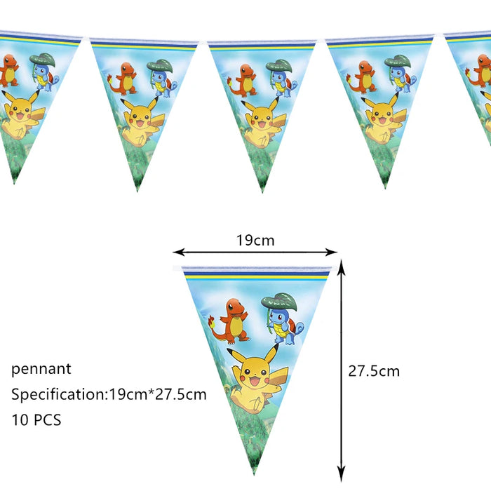 Essentiels de fête d'anniversaire sur le thème de Pikachu – Kit de ballons Lightning Pikachu, vaisselle, bannières et toile de fond pour fête d'enfants