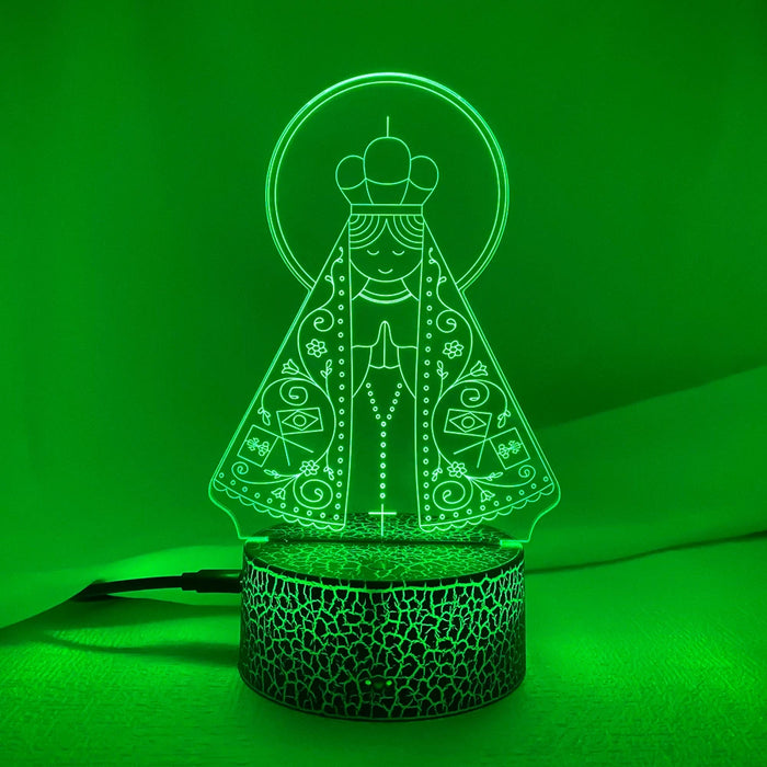 Neues 3D-LED-Nachtlicht „Unsere Liebe Frau von Aparecida“ für die Kirchendekoration – cooles Geschenk für Gläubige, USB- und batteriebetriebene Tischlampe