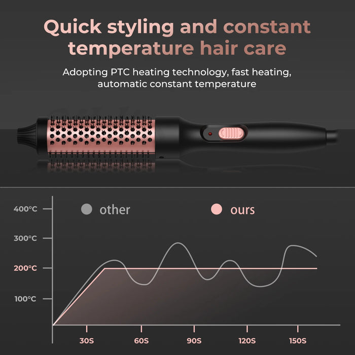 Heating brush with curling iron 32mm - Ceramic curling brush for volume and styling