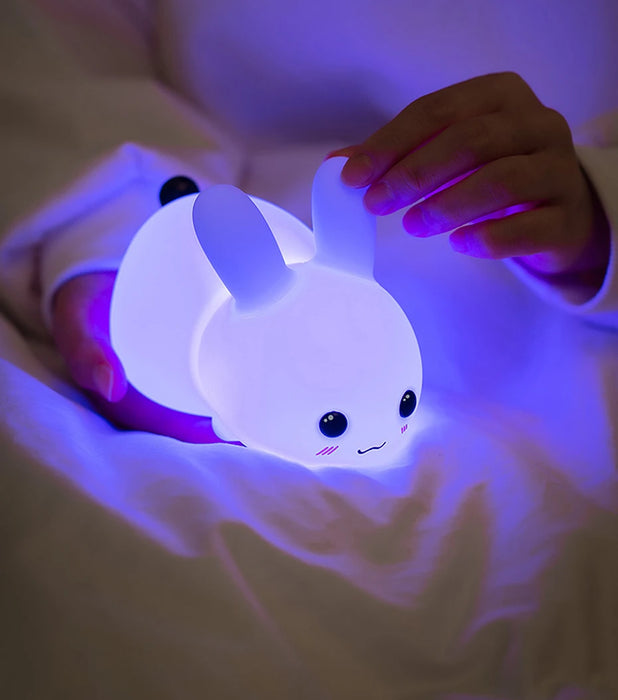 Silikon-Hase-Nachtlicht mit Fernbedienung, wiederaufladbare Induktionslampe für Kinder, bunte Atmosphärenlampe, perfektes Geschenk für Kinder