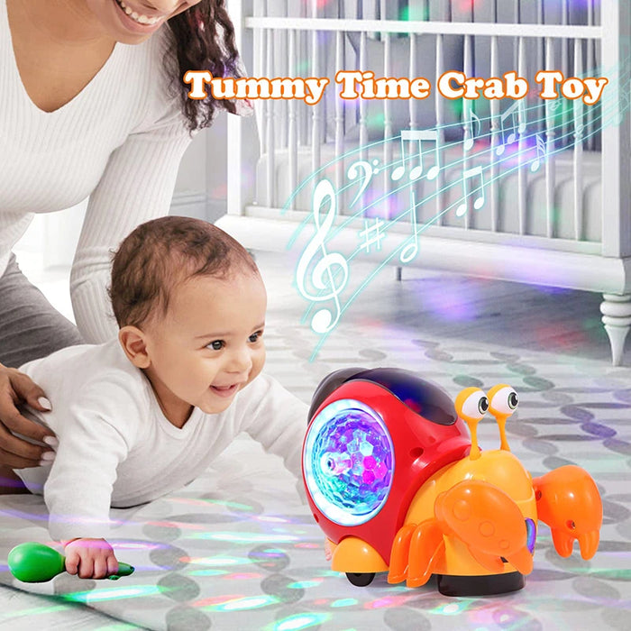 Jouet crabe rampant pour bébés, temps sur le ventre, jouets d'apprentissage précoce et d'induction sensorielle avec lumières et musique pour enfants