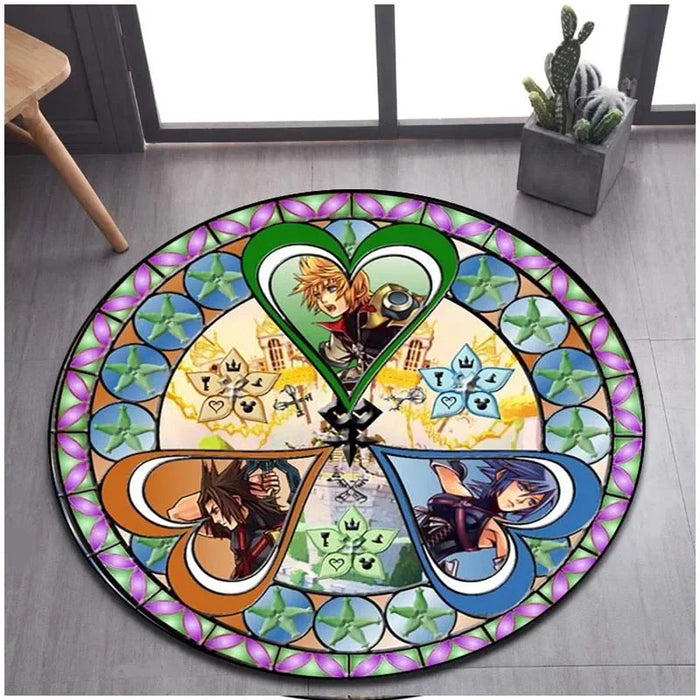 Tapis rond à motif de dessin animé Kingdom Hearts pour la maison, tapis de sol antidérapant pour salon, salle de bain et cuisine