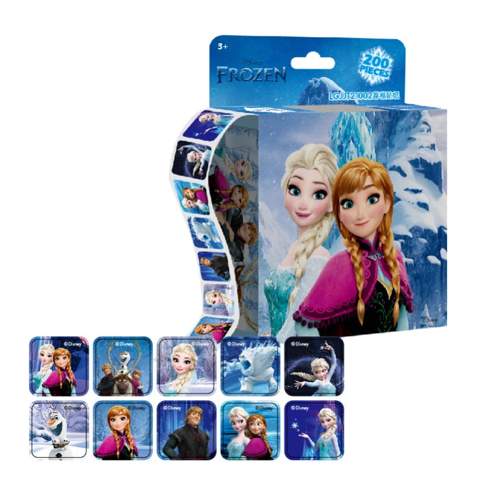 200 pegatinas en caja extraíble con temática de Disney: princesas, Frozen, Mickey y Minnie Mouse, ideal para regalos y recompensas en el aula.