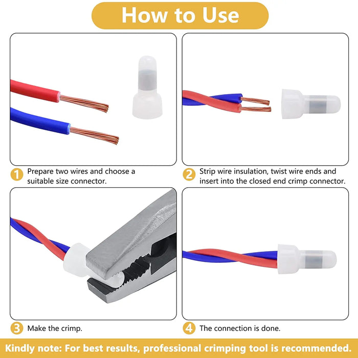 Connecteurs à sertir fermés, paquet de 120, Kit de sertissage universel avec isolation en nylon pour fils de calibre 22 à 10