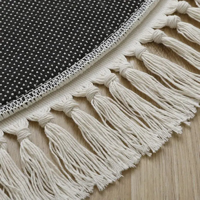 Tapis rond moelleux à franges pour salon, tapis de jeu en fourrure blanche pour enfants, tapis en peluche doux pour chambre d'enfants