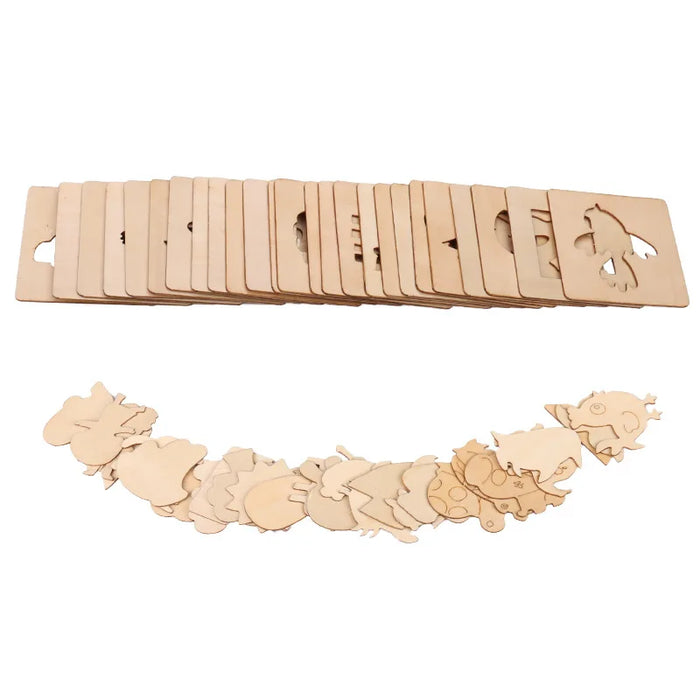 Modèles Montessori pour l'apprentissage créatif - 20 pièces jouets en bois pour la peinture et le développement de bricolage