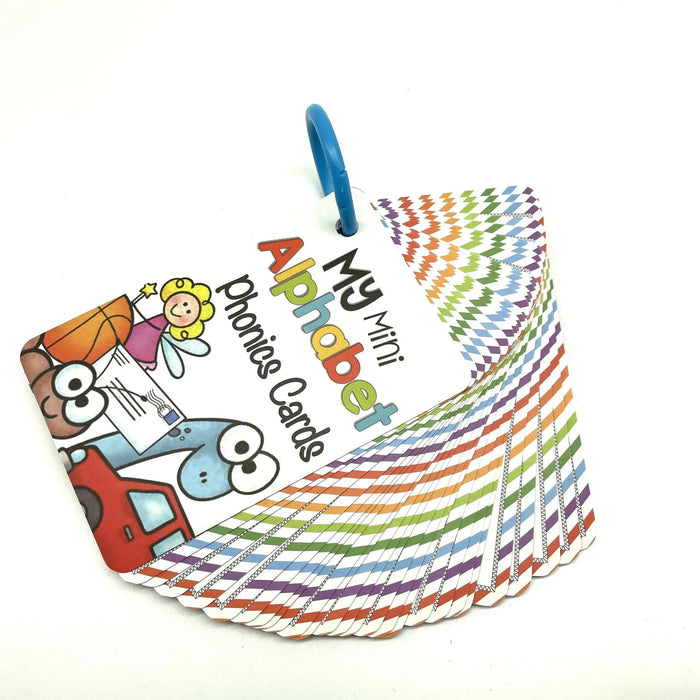 Tarjetas flash de bolsillo fonéticas del alfabeto inglés de 26 letras para educación temprana y aprendizaje de palabras en inglés