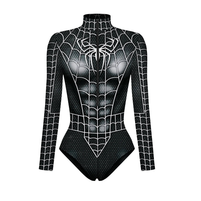 Spiderman-Overall für Damen und Herren, Superhelden-Kostüm mit 3D-Druck, Langarm-Badeanzug, Halloween-Karnevalskostüm