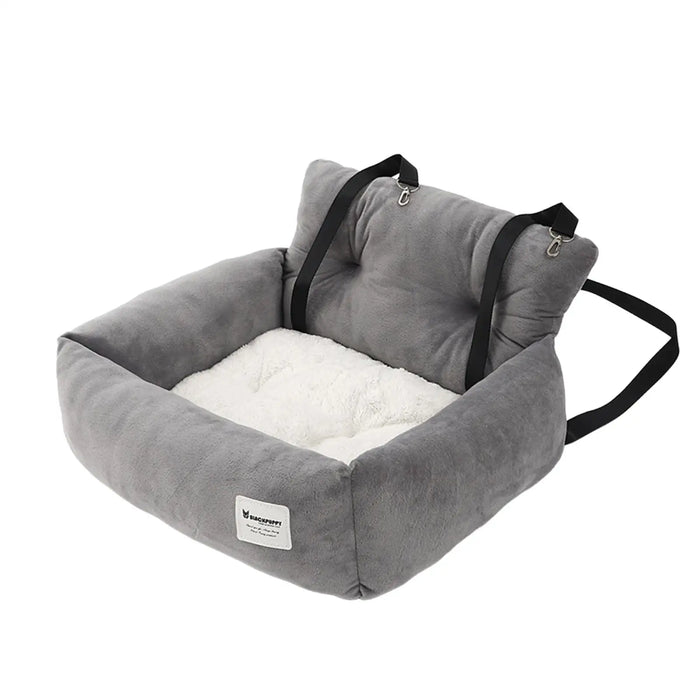 Asiento para perro, coche, SUV, cama para cachorro con correa fija, Base antideslizante desmontable multifuncional, lavable, portátil, gris para viajar