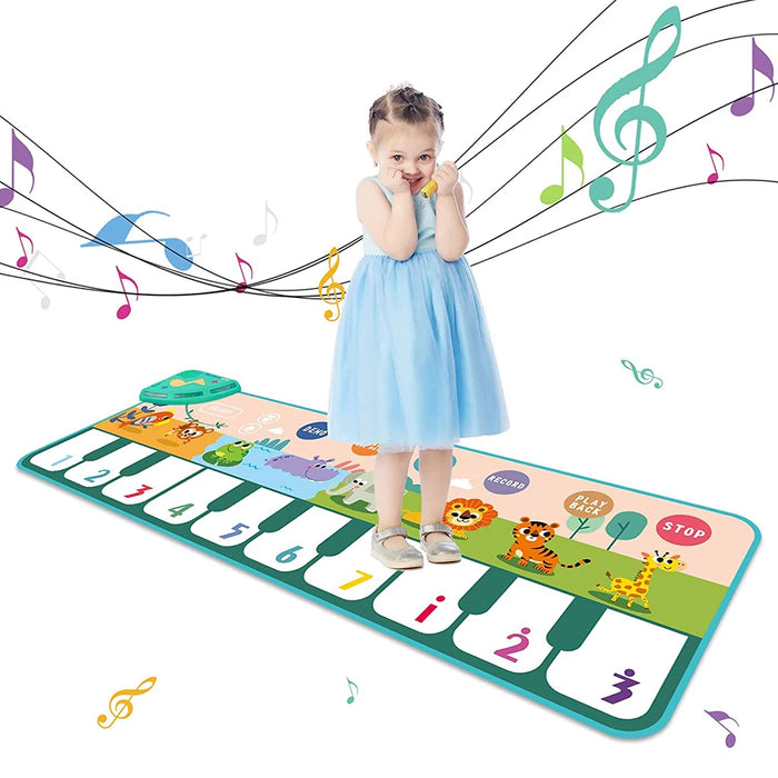 Coolplay Tapete musical para niños de 110x36 cm - Teclado de piso con tapete de baile y 8 sonidos de animales - Juguete educativo para niños pequeños