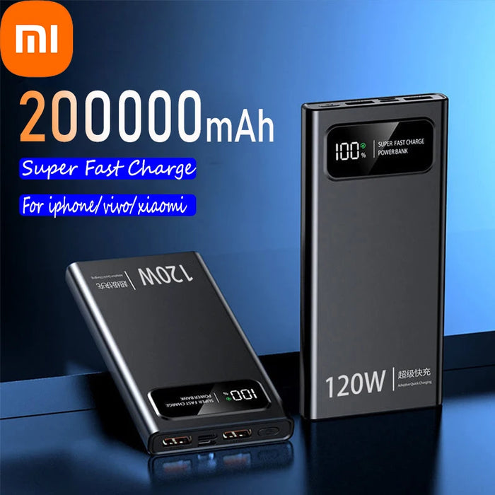 Banque d'alimentation Xiaomi 200 000 mAh 120 W avec charge ultra rapide et affichage numérique pour iPhone, Samsung et Huawei