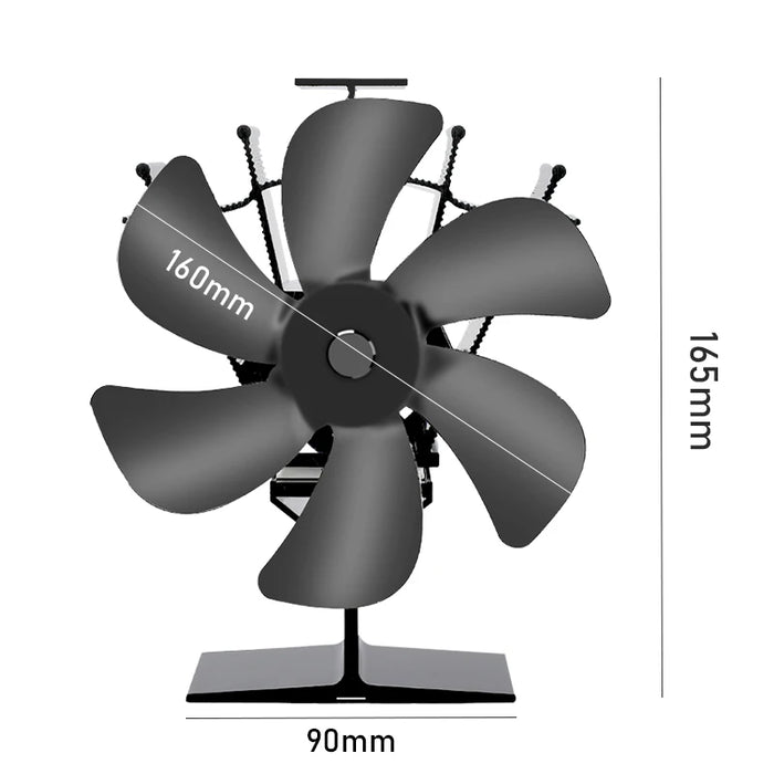 Protector de chimenea con 6 aspas: ventilador de bajo consumo de calor para estufa de leña, silencioso y respetuoso con el medio ambiente, perfecto para las frías noches de invierno.