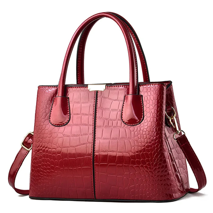 Elegant Women's PU Leather Alligator Print Shoulder Crossbody Handbag - Large Capacity Luxury Tote Bag