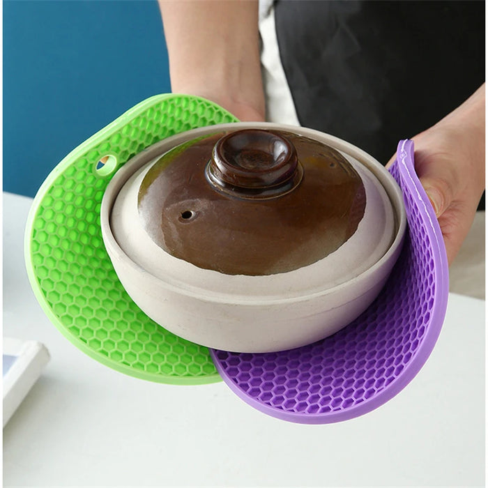 Tapis rond en silicone résistant à la chaleur pour gobelets - Tapis de pot isolant et antidérapant et set de table épais - Accessoires de cuisine