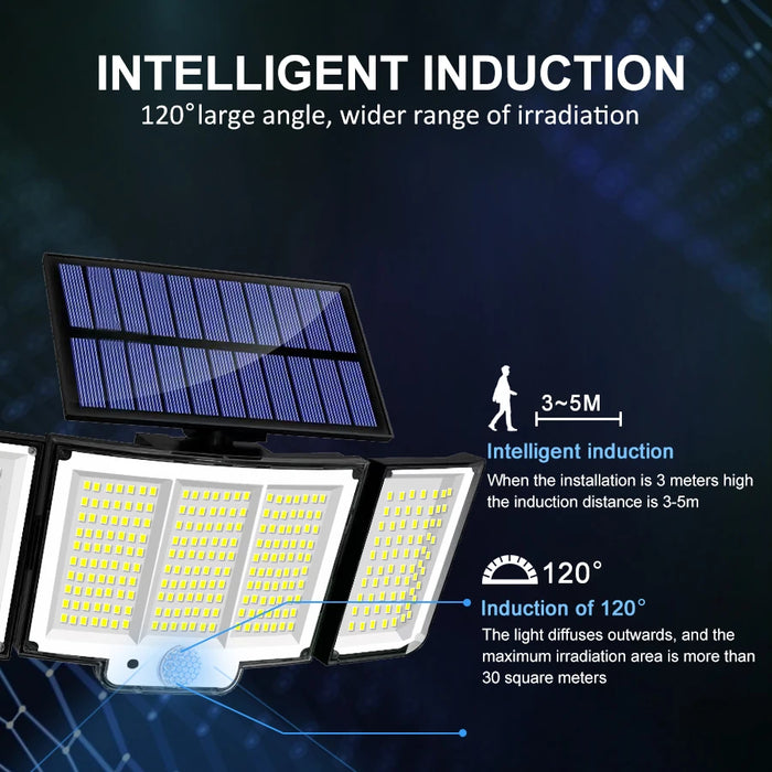 Luces de ventilador al aire libre 328/348 LED Sensor de movimiento súper ligero integrado potencia fuerte IP65 impermeable 3 modos de trabajo pared de jardín