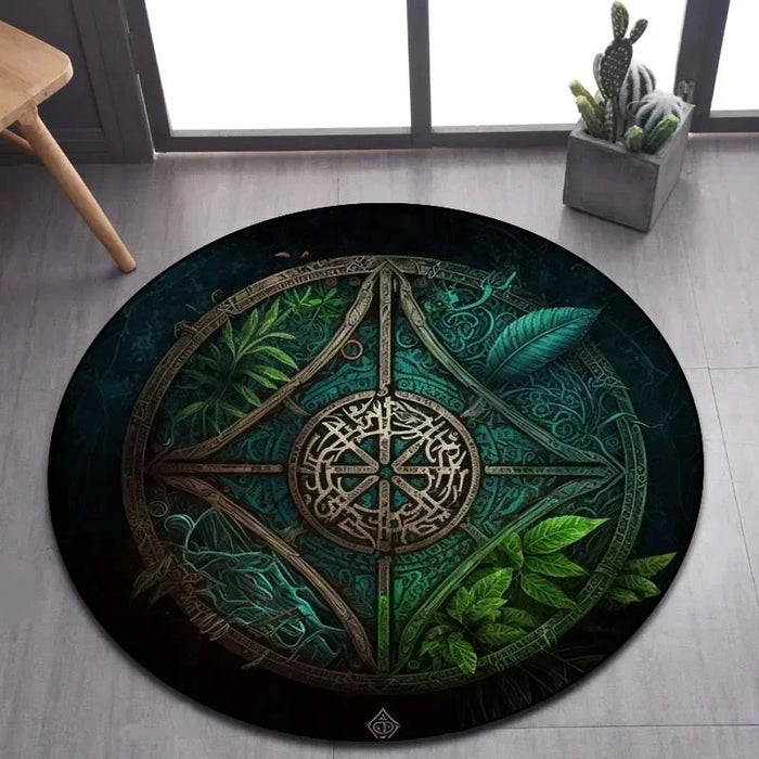 Viking Valknut Yggdrasil Tree of Life Runder Teppich, Teppich für Wohnzimmer, Schlafzimmer, Sofa, Spielzimmer, rutschfeste Bodenmatte