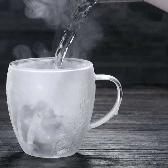 Tasse à café et à thé en verre à eau à double fond avec conception résistante à la chaleur pour le whisky, le cocktail et le vin - Ensemble de gobelets