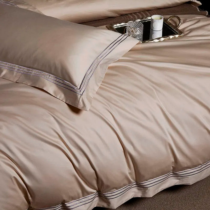 Luxuriöses 1000TC-Bettwäscheset aus ägyptischer Baumwolle, 4/6-teilig, Doppelbett, Queen-Size-US-King-Size-Größe, 3-zeilig bestickte Steppdecke, Bettlaken und Kissenbezug