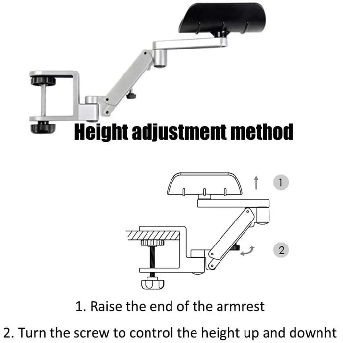 Reposamuñecas de metal ajustable para el hogar y la oficina con alfombrilla para ratón y reposabrazos para comodidad ergonómica