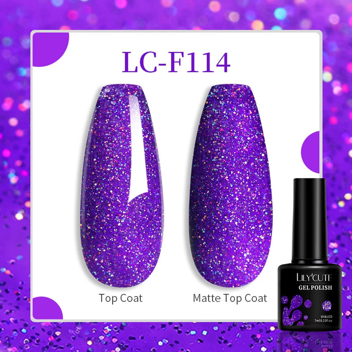 LILYCUTE 129 Farben 7 ml Nagel-Gel-Nagellack – semi-permanente Nagelkunst und Maniküre mit Soak-Off-LED-UV-Gel-Nagellack