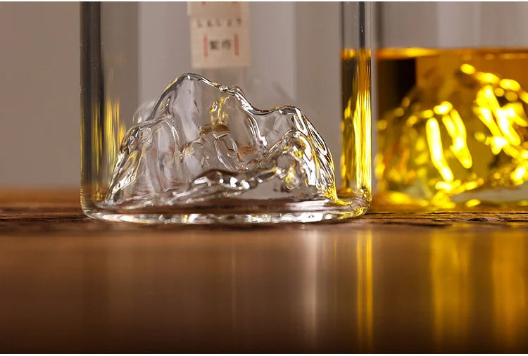 Verre à whisky de montagne 3D japonais au design glacier – Verre à whisky et vodka à l'ancienne dans une boîte en bois