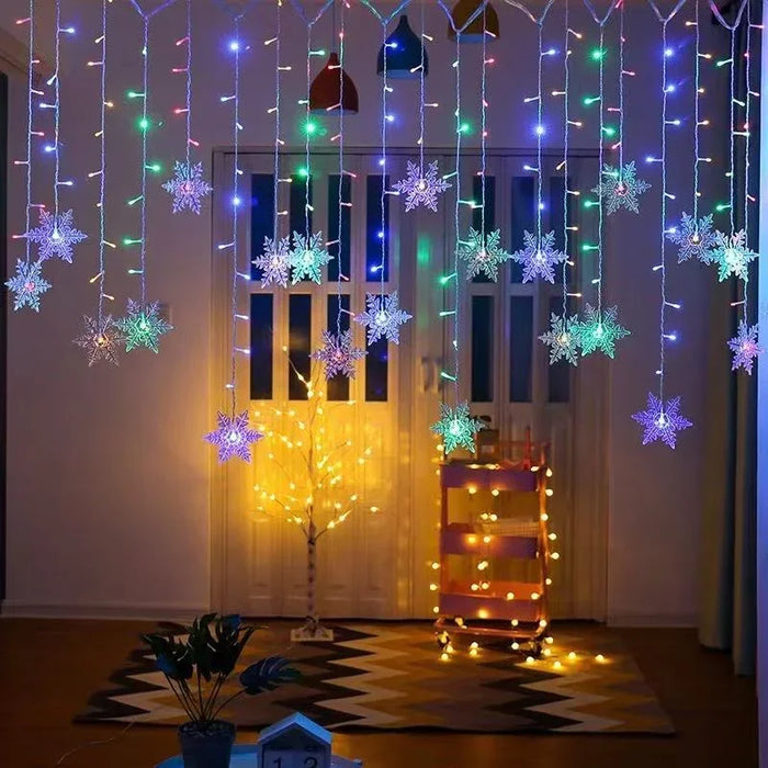 Lumières de flocon de neige LED de 3.5M-rideaux lumineux clignotants pour la décoration et la fête de noël, mariages et vacances imperméables