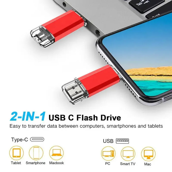 Ny 2 i 1 Type-C OTG 128GB 64GB USB Flash Drive - Snabb OTG Pendrive