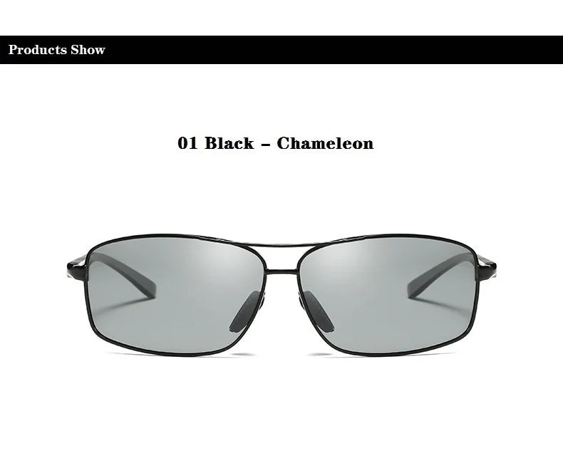 Men's Chameleon Photochromic Polarized Sunglasses - Color-Changing Eyewear for Day and Night with UV400 Protection