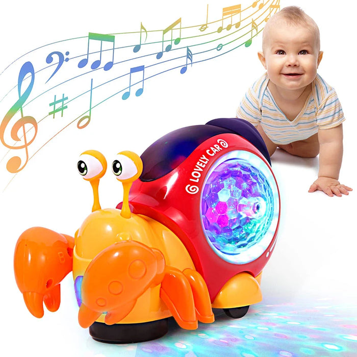 Jouet crabe rampant pour bébés, temps sur le ventre, jouets d'apprentissage précoce et d'induction sensorielle avec lumières et musique pour enfants