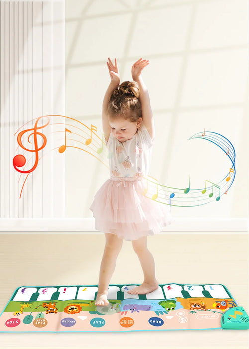 Coolplay Tapete musical para niños de 110x36 cm - Teclado de piso con tapete de baile y 8 sonidos de animales - Juguete educativo para niños pequeños