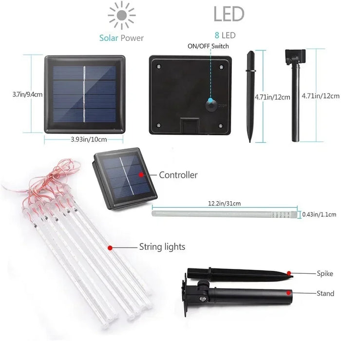 LED-Meteorschauer-Licht für den Außenbereich – wasserfeste Weihnachts- und Festdekoration mit Solarenergie/EU/US-Stecker