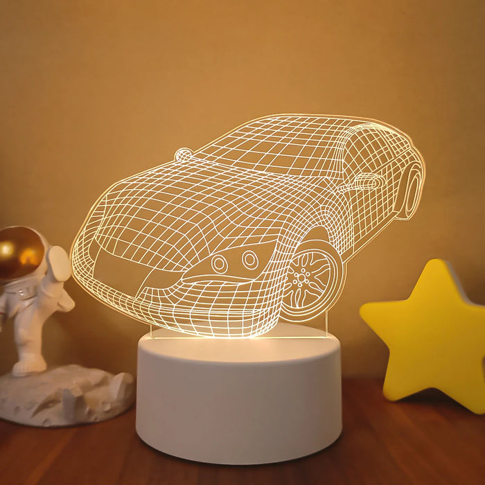 3D Bulldozer and Excavator Night Lamp - LED Lighting for Kids Room, Decorative Gift for Children