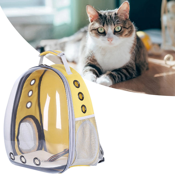 Katzenrucksack-Tragetasche mit transparentem Fenster, belüftet und multifunktional für Reisen und Wandern mit Hunden und Katzen