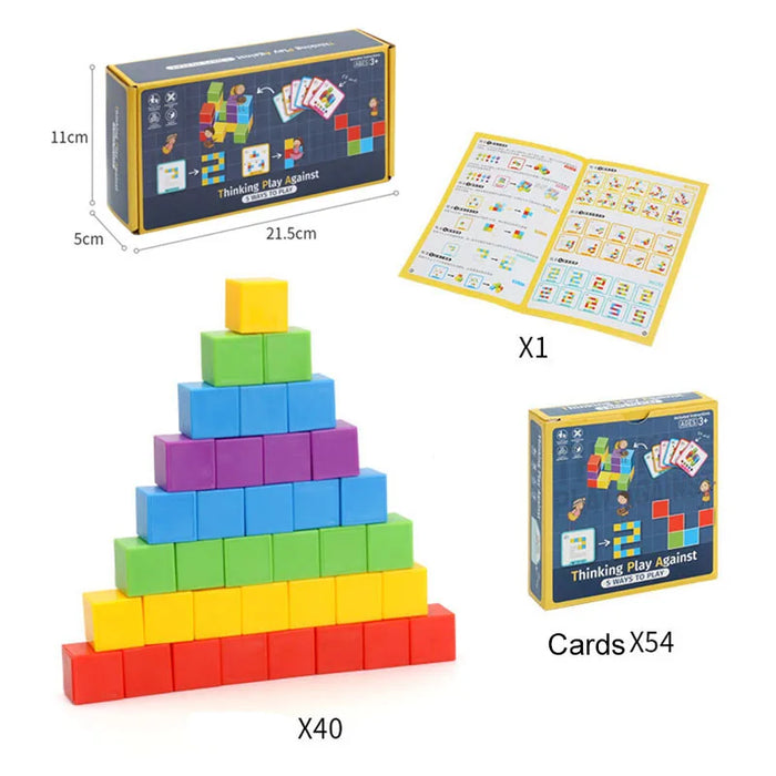 Puzzles de blocs magiques Montessori, jeux de pensée spatiale et logique, blocs à empiler arc-en-ciel, éducation mathématique pour les enfants