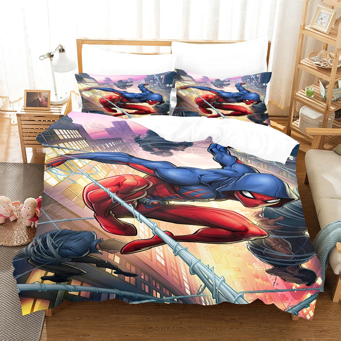 Spiderman-Bettwäsche-Set mit Bettdecke – universelles Design für Kinder und Erwachsene, modernes bedrucktes Doppelbett, einschließlich King-Size-Bett